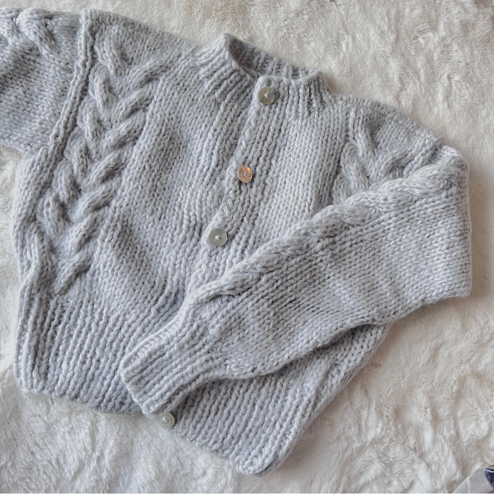 Hand-knitted Alpaca Cropped Cardigan